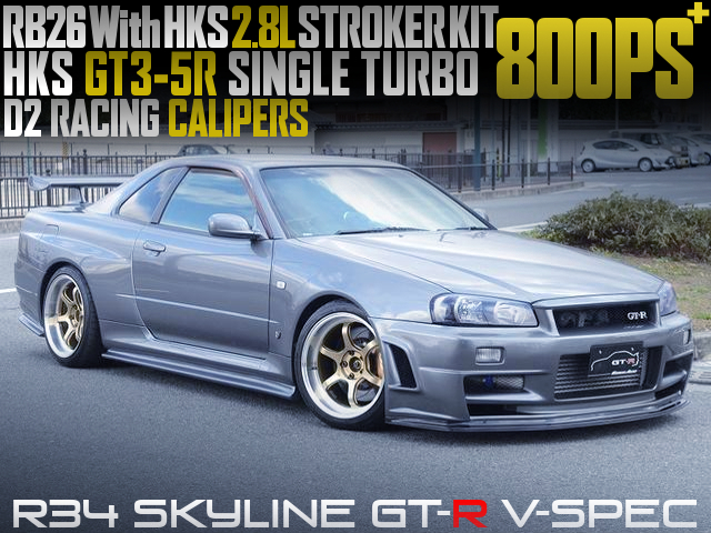RB26 2.8L STROKER With GT3-5R TURBO into R34 GT-R V-SPEC.