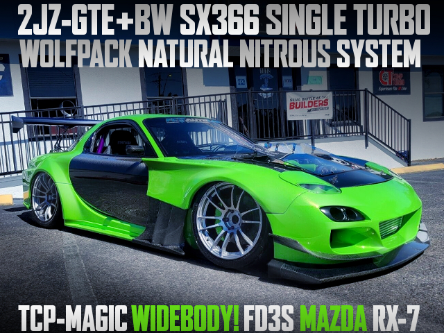 2JZ-GTE With SX366 SINGLE TURBO and WOLFPACK NATURAL NITROUS kit,TCP-MAGIC WIDE BODIED FD3S RX-7.