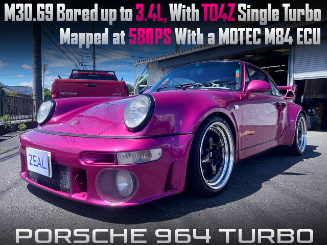 30.69 Bored up to 3.4L, With TO4Z Single turbo in the PORSCHE 964 TURBO.