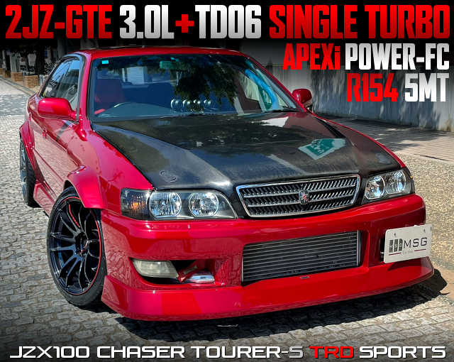 2JZ with TD06 SINGLE TURBO and power-fc of JZX100 CHASER TOURER-S TRD SPORTS.