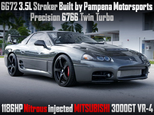 6G72 3.5L stroker and Precision 6766 Twin Turbo installed to 1186HP Nitrous injected MITSUBISHI 3000GT VR-4.