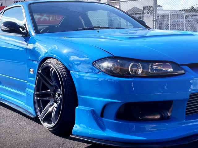 Front Right Side HEAD LIGHT of light blue WIDEBODY S15 SILVIA.