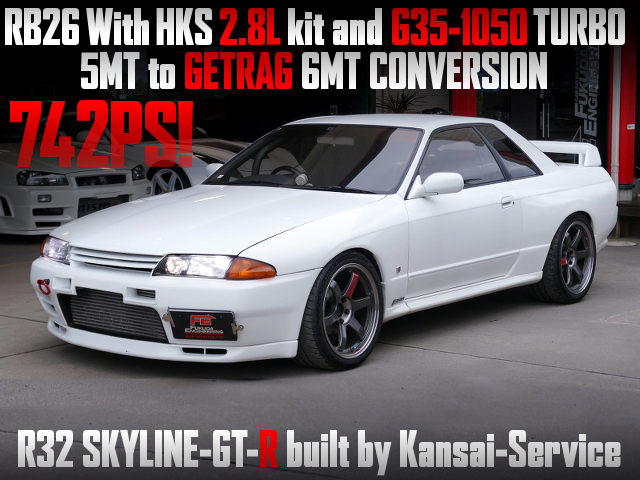 RB26 With 2.8L and G35-1050 turbo to R32 SKYLINE-GT-R built by Kansai-Service.