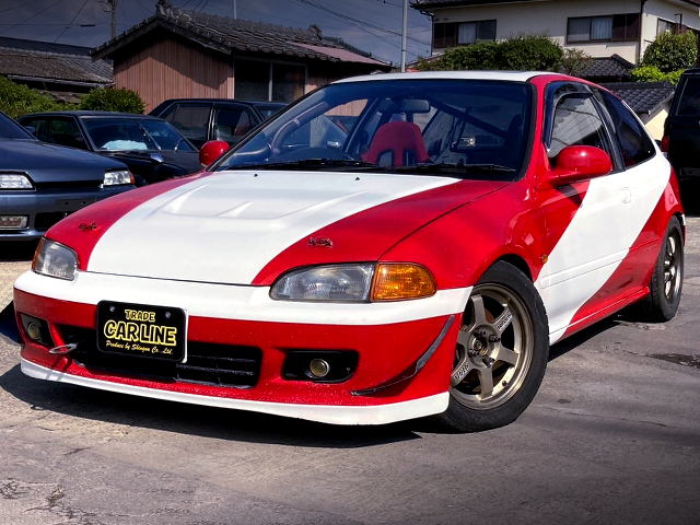 Front exterior of 5th Gen EG6 CIVIC SiR2 with Kanjo Style.