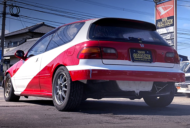 Rear exterior of 5th Gen EG6 CIVIC SiR2 with Kanjo Style.