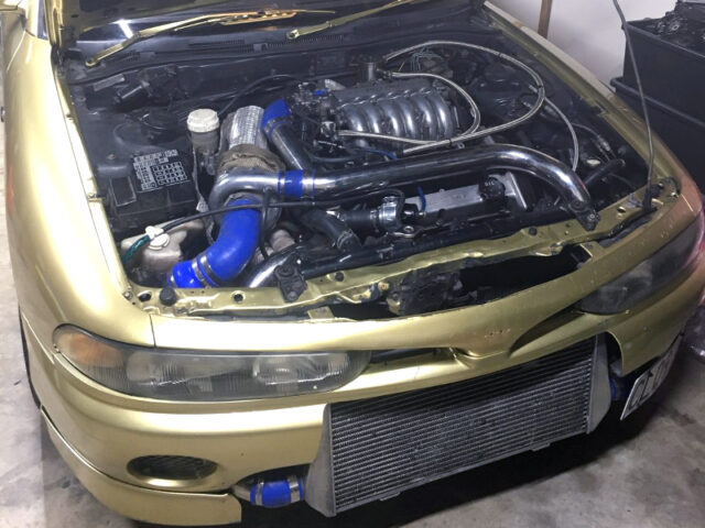 6A12 2.0L V6 With TO4E SINGLE TURBO and TIAL WASTEGATE VALVE in 7th Gen E84A GALANT VR-4 engine room.