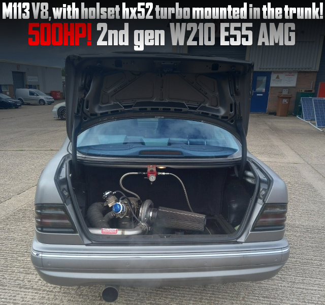 M113 V8, with holset hx52 turbo mounted in the trunk,2nd gen W210 E55 AMG.