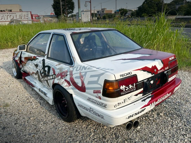 Rear exterior of AE86 LEVIN RACE CAR.