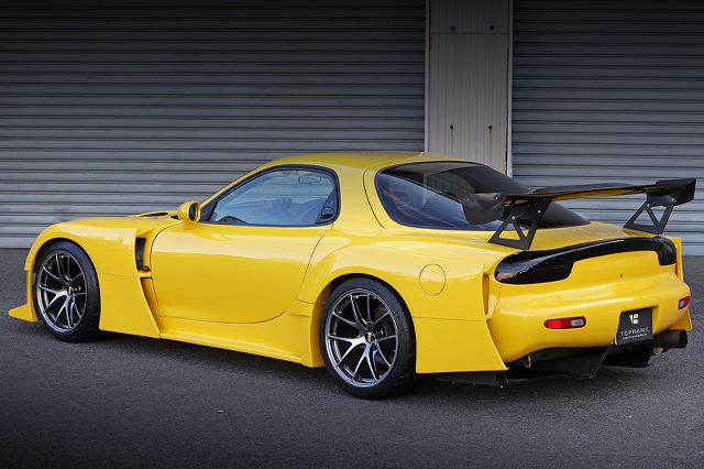 Rear exterior of RE-AMEMIYA D1 WIDEBODY FD3S MAZDA RX-7 TYPE-RB S-PACKAGE.