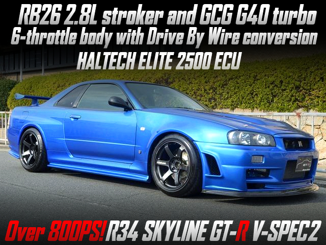 DBW ITBs on RB26 2.8L stroker and GCG G40 Turbo, in R34 GT-R V-SPEC 2.