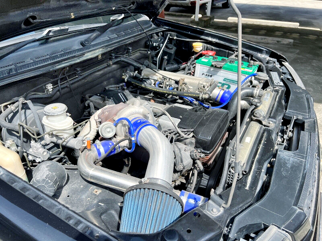 1JZ single turbo in 1st Gen Chevrolet Colorado engine room.