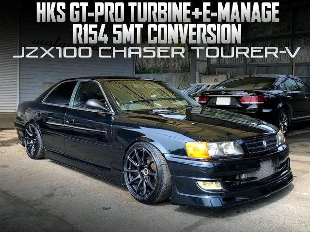 HKS GT-PRO TURBINE and E-MANAGE in JZX100 CHASER TOURER-V to R154 5MT CONVERSION.