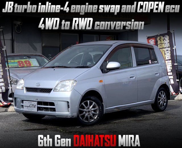 JB turbo inline-4 engine swap and COPEN ecu, 4WD to RWD conversion in 6th Gen DAIHATSU MIRA.