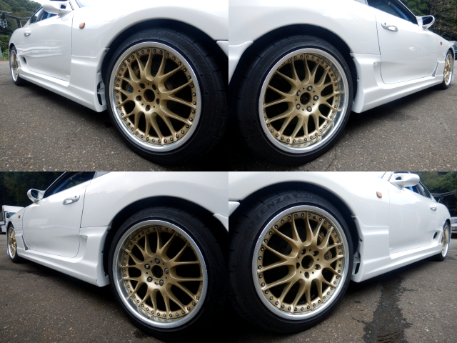 Front and rear wheels.