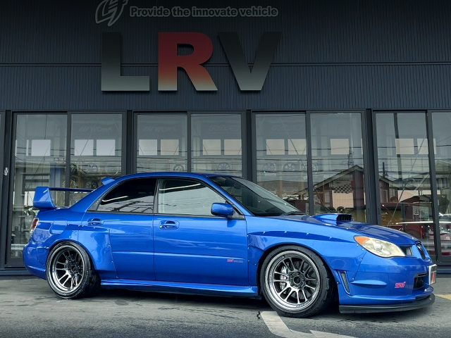 Front exterior of Battle Aero WIDEBODY GDB HAWKEYE WRX STI.