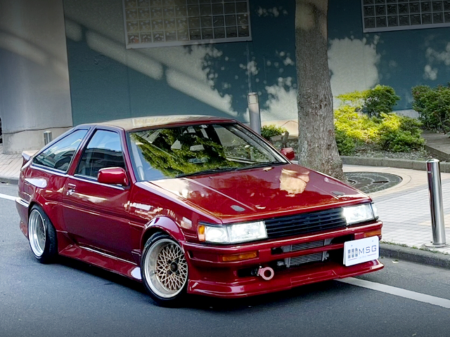 Front exterior of AE86 LEVIN GTV with 4AGZE engine.