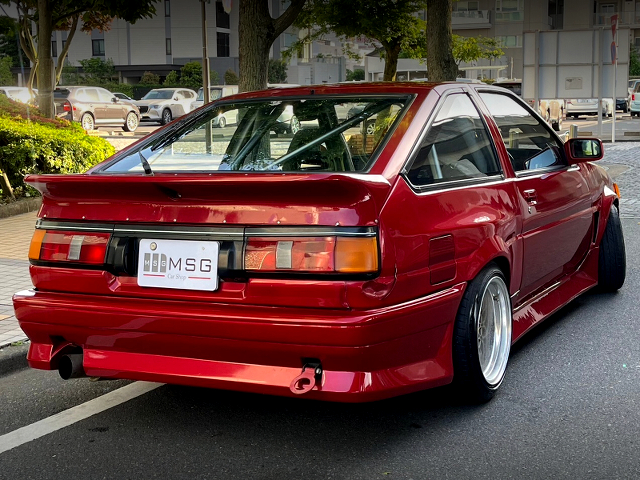 Rear exterior of AE86 LEVIN GTV with 4AGZE engine.