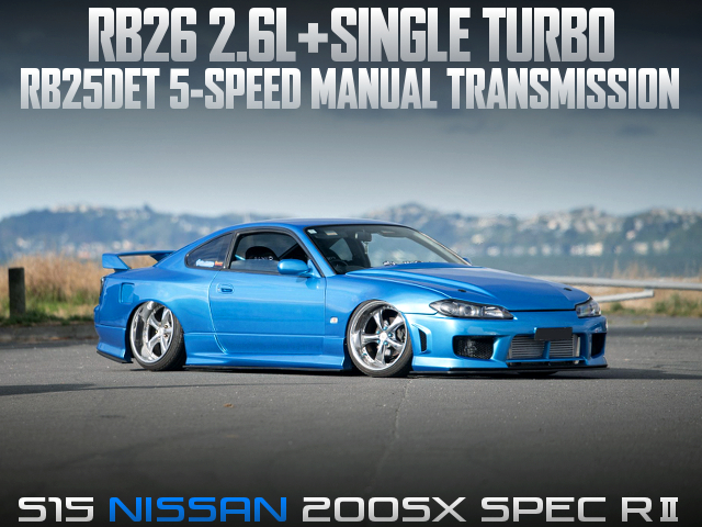 RB26 engine swapped and a single turbo, in the S15 200SX Spec R2.