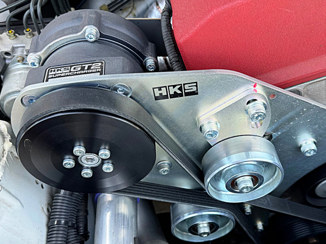 HKS GT2 supercharger on F20C VTEC engine.