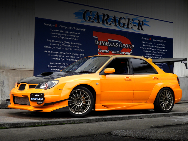 Front exterior of VOLTEX widebody GDB Hawkeye WRX STI.