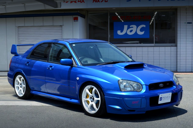 Front exterior of GDB blob eye WRX STi.