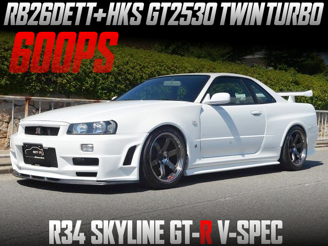 600PS HKS GT2530 twin-turbocharged R34 SKYLINE GT-R V-SPEC.