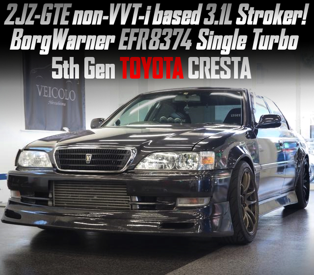 2JZ-GTE non-VVT-i based 3.1L Stroker, with BorgWarner EFR 8374 Single Turbo, in the 5th Gen TOYOTA CRESTA.