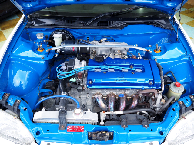 B16A VTEC engine in EJ1 CIVIC COUPE engine room.