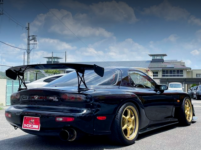 Rear exterior of WIDEBODY FD3S-RX-7 TYPE-RS with TO4S turbo.