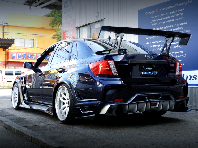 Rear exterior of VARIS WIDEBODY GVB IMPREZA WRX STI.