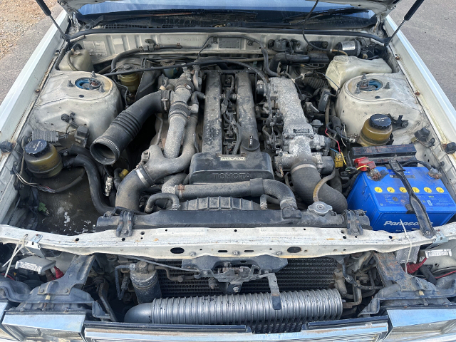 1JZ-GTE twin turbo engine.