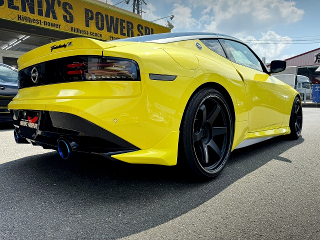 Rear exterior of PHOENIX'S-POWER tuned RZ34 Fairlady Z Proto Spec.