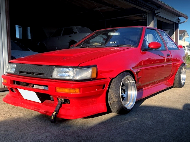 Front exterior of WIDEBODY AE86 COROLLA LEVIN.