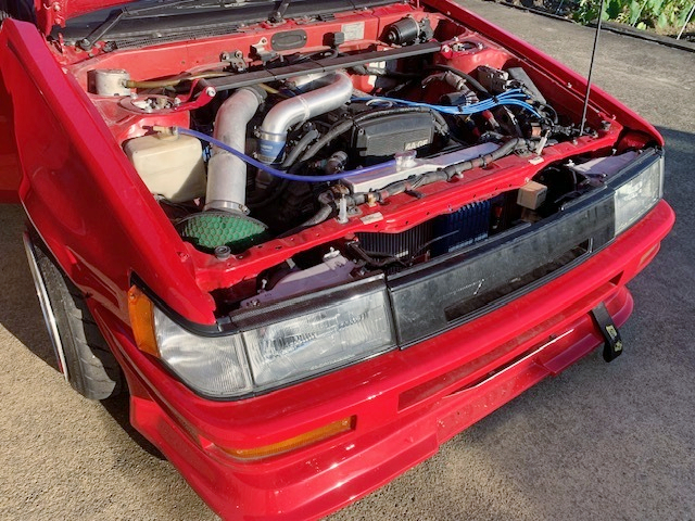  4AG supercharger in the WIDEBODY AE86 COROLLA LEVIN engine room.