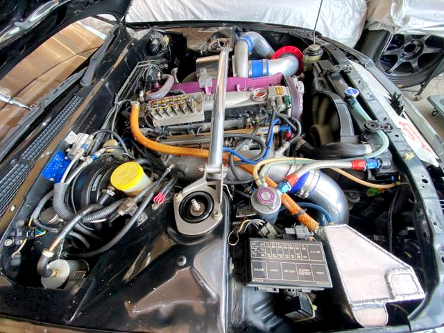 RB26 2.8l stroker and single turbo.