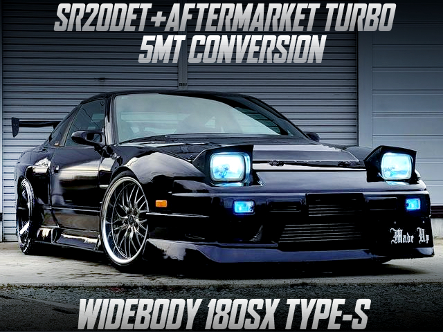 Aftermarket turbocharged SR20DET engine, 5MT conversion, in the WIDEBODY 180SX TYPE-S.