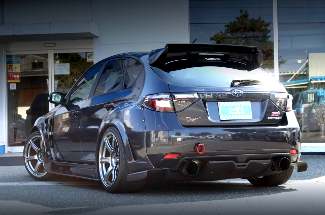 Rear exterior of VARIS WIDEBODY GRB IMPREZA HATCHBACK WRX STI.