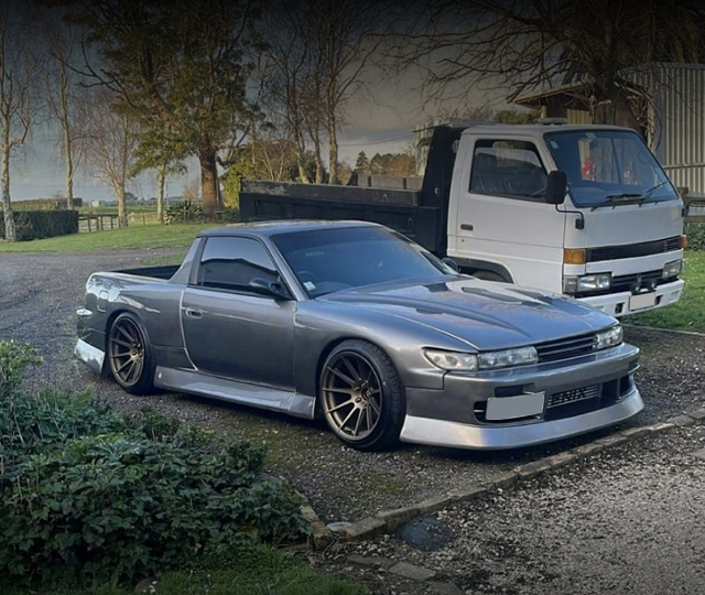 Front exterior of S13 SILVIA with PICKUP TRUCK conversion.