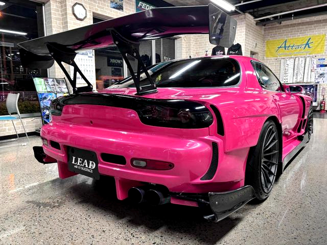 Rear exterior of R-MAGIC WIDEBODY FD3S RX-7.