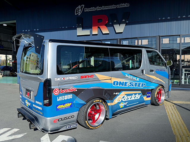 Rear exterior of T-STYLE WIDEBODY KDH200V HIACE VAN.