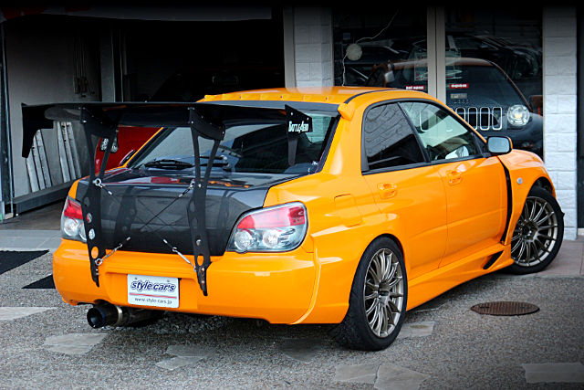 Rear exterior of WIDEBODY GDB HAWKEYE WRX STI.