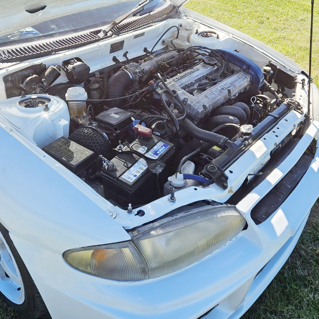 4G63 turbo engine in 4th Gen MIRAGE COUPE engine room.