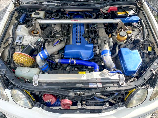 VVT-i 1JZ-GTE twin turbo engine.