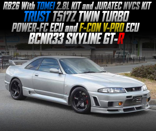 RB26 With TOMEI 2.8L KIT and JURATEC NVCS KIT, TRUST T517Z TWIN TURBO, in the R33 GT-R.