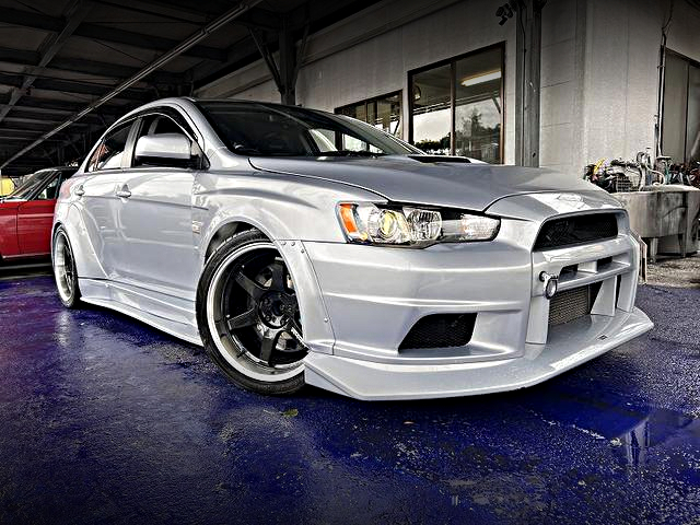 Front exterior of WIDEBODY LANCER EVOLUTION X GSR.