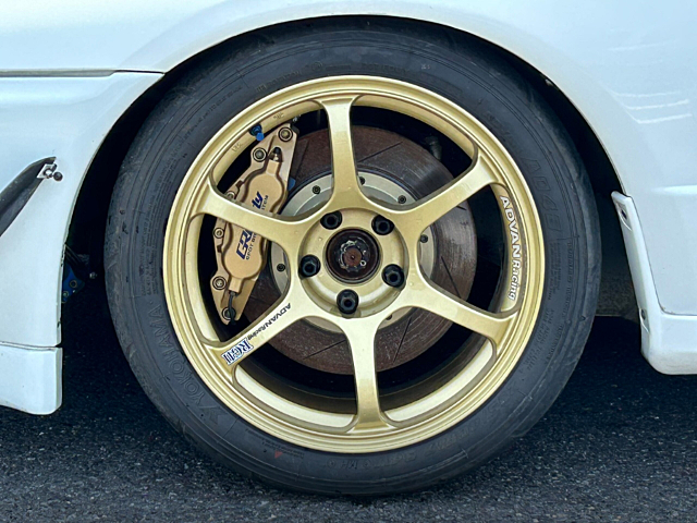 Greddy brake caliper.