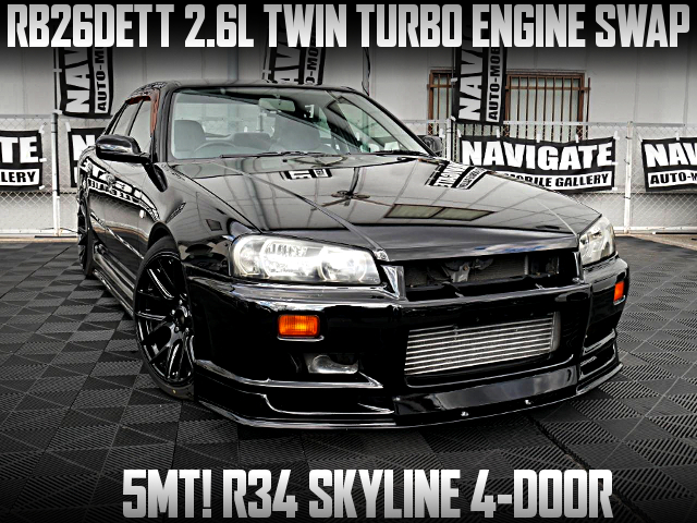 RB26 TWIN TURBO ENGINE swapped R34 SKYLINE 4-DOOR of 5MT.
