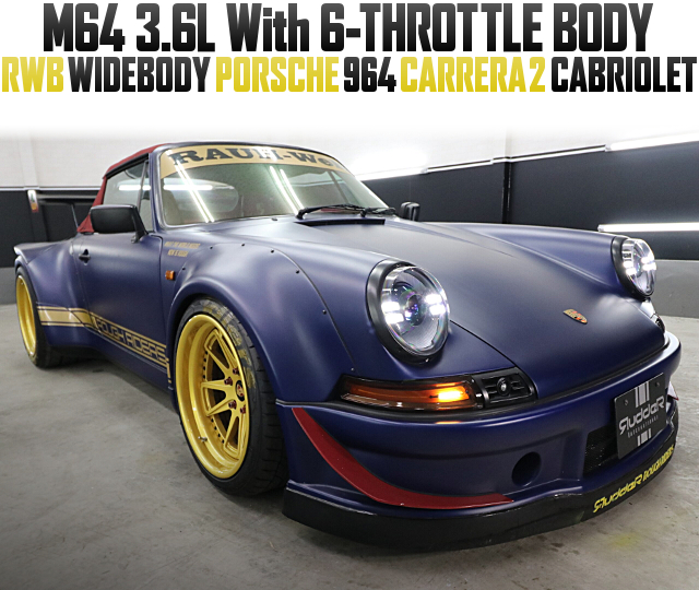 M64 3.6L With 6-THROTTLE BODY and MOTEC ECU, in the RWB WIDEBODY PORSCHE 964 CARRERA 2 CABRIOLET.
