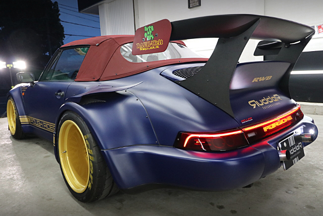 Rear exterior of RWB WIDEBODY PORSCHE 964 CARRERA 2 CABRIOLET.