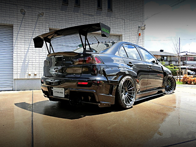 Rear exterior of WIDEBODY LANCER EVOLUTION X GSR.